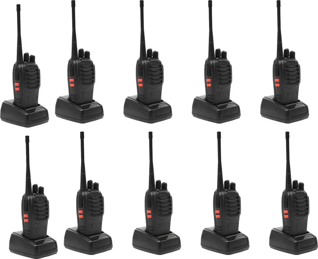 Kit 10 Talkies-Walkies Batterie 1500 mAh Longue Autonomie 24h Veille Rouge