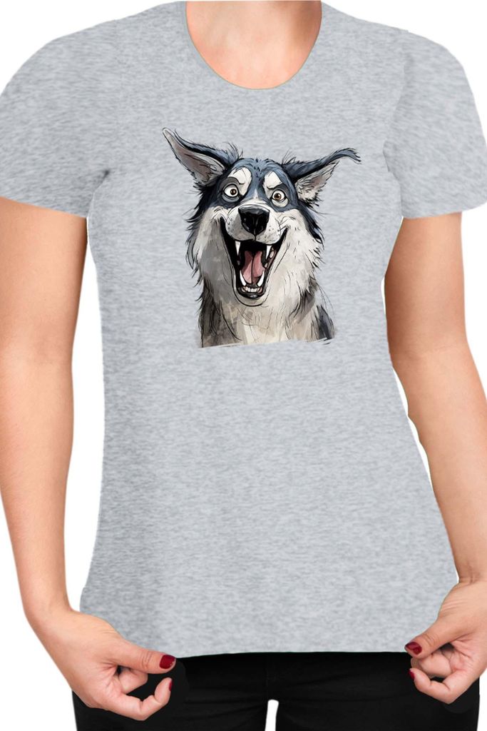 Damen T-Shirt Funny Dogs Breeds Siberian Husky Dog Breed, Lady S / Grau
