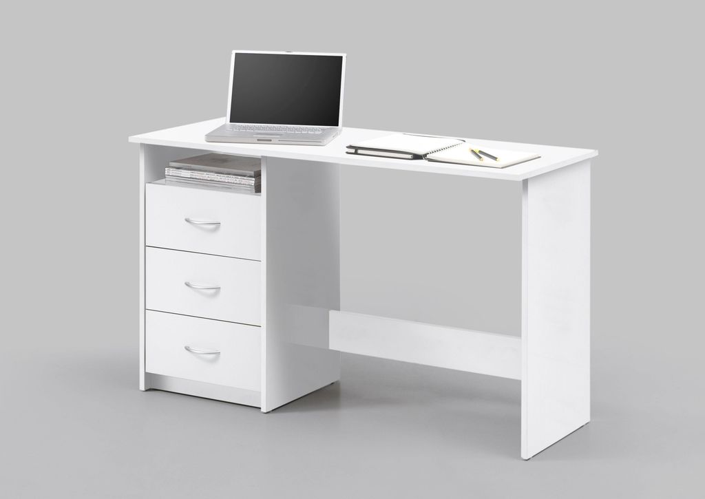 Schreibtisch 3 Schubladen ADRIA von Bega Weiss Produktbild 