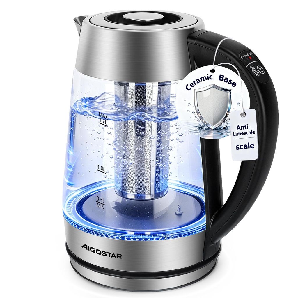 Aigostar Glas Wasserkocher 1,7 L mit Temperatureinstellung Produktbild 