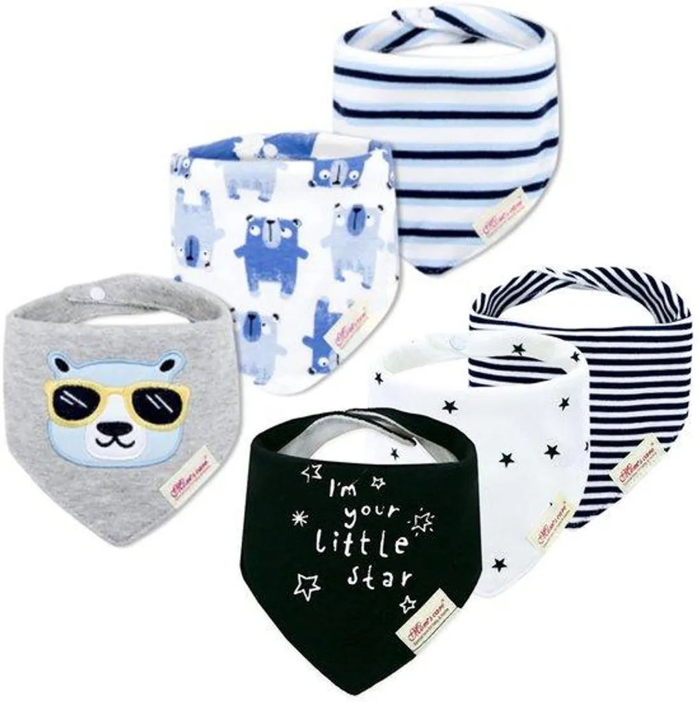 Bavoir triangle bébé lot de 6 pièces en tissu éponge et coton souple