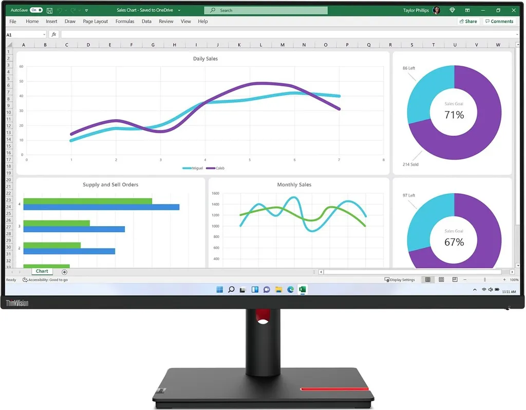 Lenovo ThinkVision T32 Écran Idéal pour Télétravail et Multitâche - 4