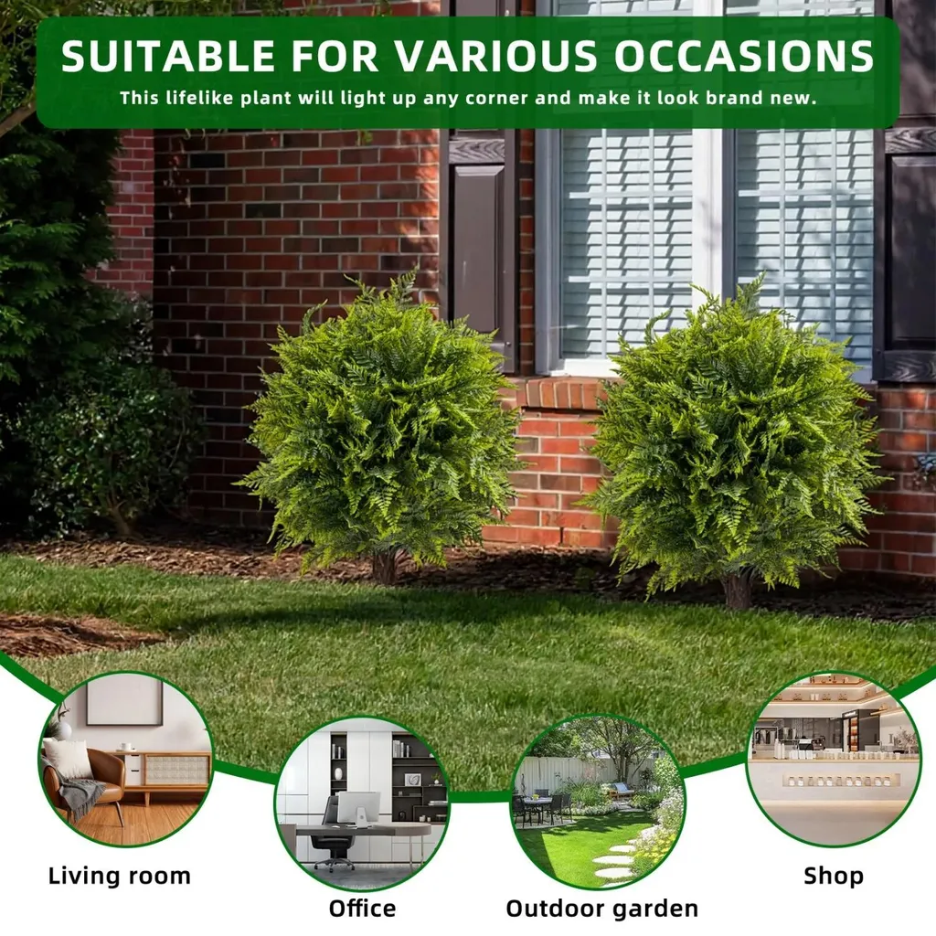 Fougère Artificielle 90 cm Intempéries - Solution Déco Jardin Lot de 2