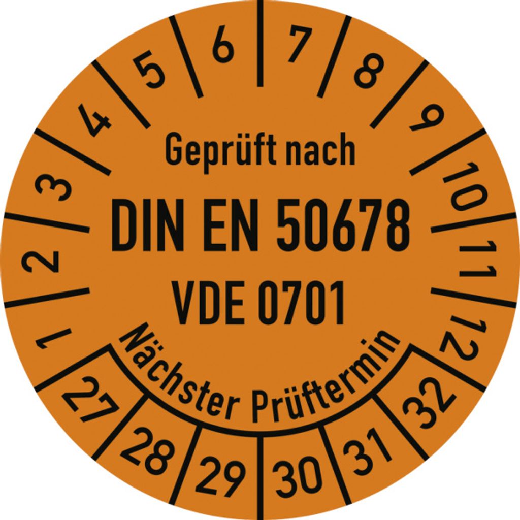 Dreifke Prüfplakette DIN EN 50678 Nächster P., 2027-2032, Dokumentenf., Ø30m...