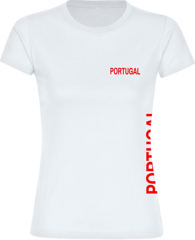 multifanshop Damen T-Shirt - Portugal - Brust & Seite, weiß, Größe S
