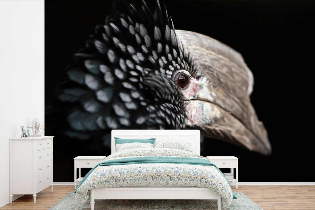MuchoWow Fototapete für Wohnzimmer oder Schlafzimmer Wandtapete Vinyl Motivtapete Vogel - Schnabel - Federn - 390x260 cm - Papiertapete