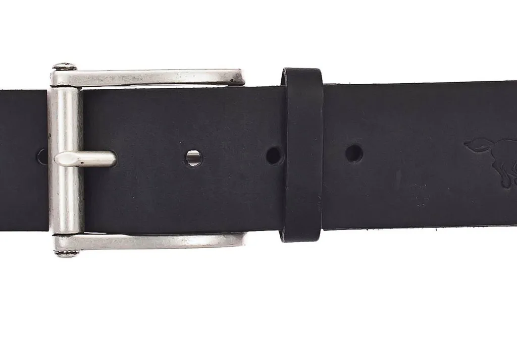 Cintura MUSTANG Pelle Uomo 4.5 W115 Nero Grigio - Vera Pelle Alta Qualità - 2