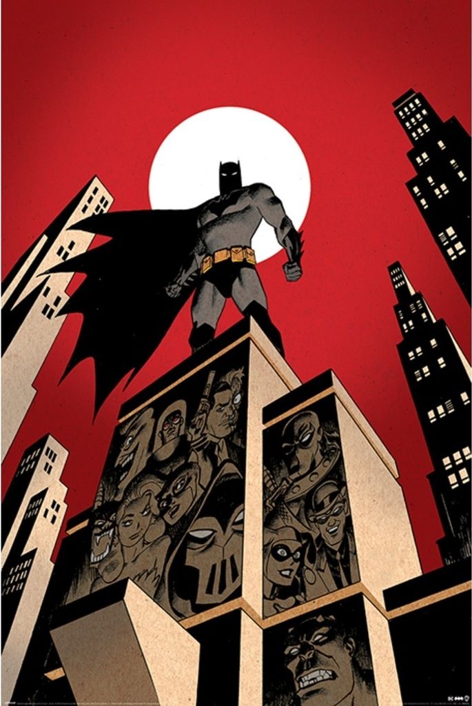 Batman - Poster "Villain", Skyline PM3725 (91,5 cm x 0,1 cm x 61 cm) (Rot/Schwarz/Cremefarbe)