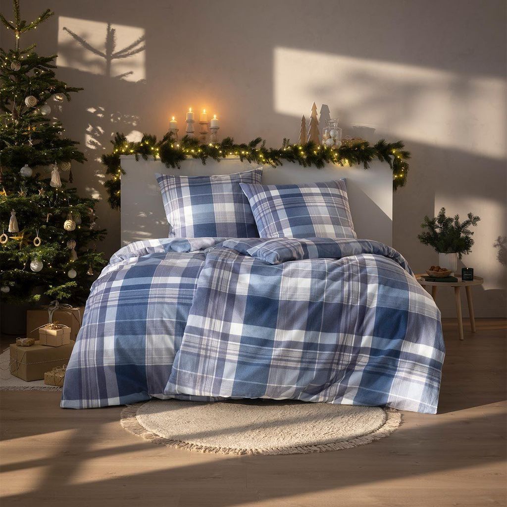 Estella Kuschelflanell Bettwäsche Ambros navy 140x200 cm + 70x90 cm