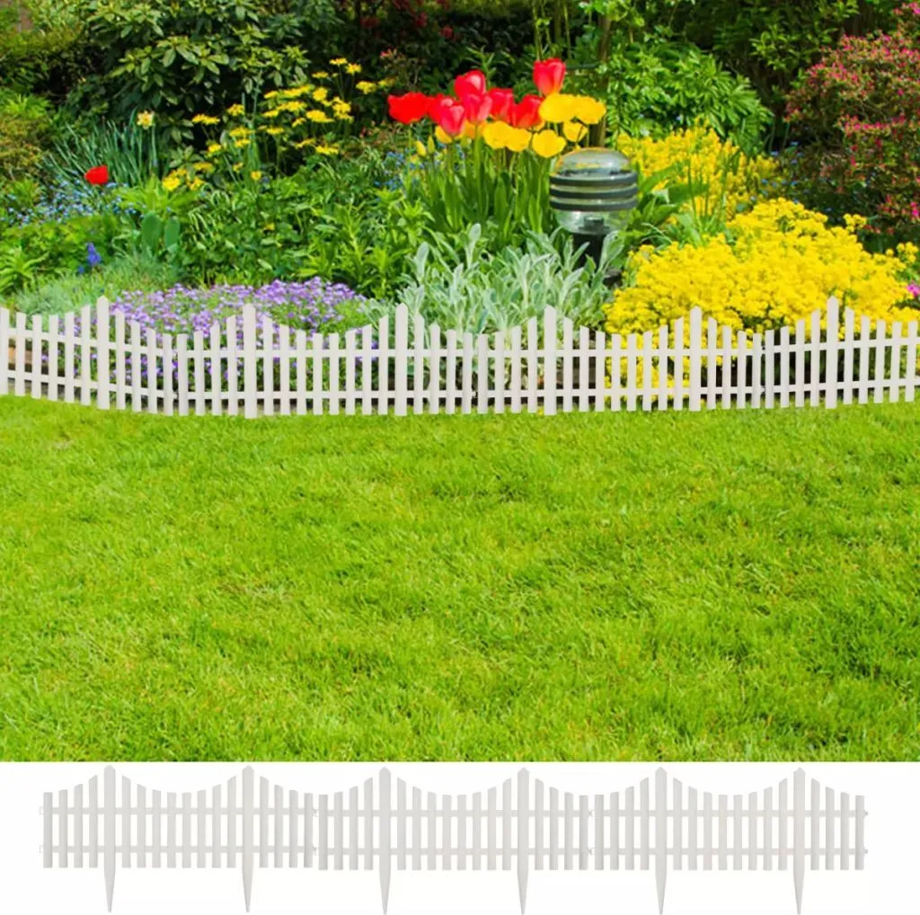 Bordure de pelouse flexible 10m en PP blanc - Kit de 17 éléments clipsables