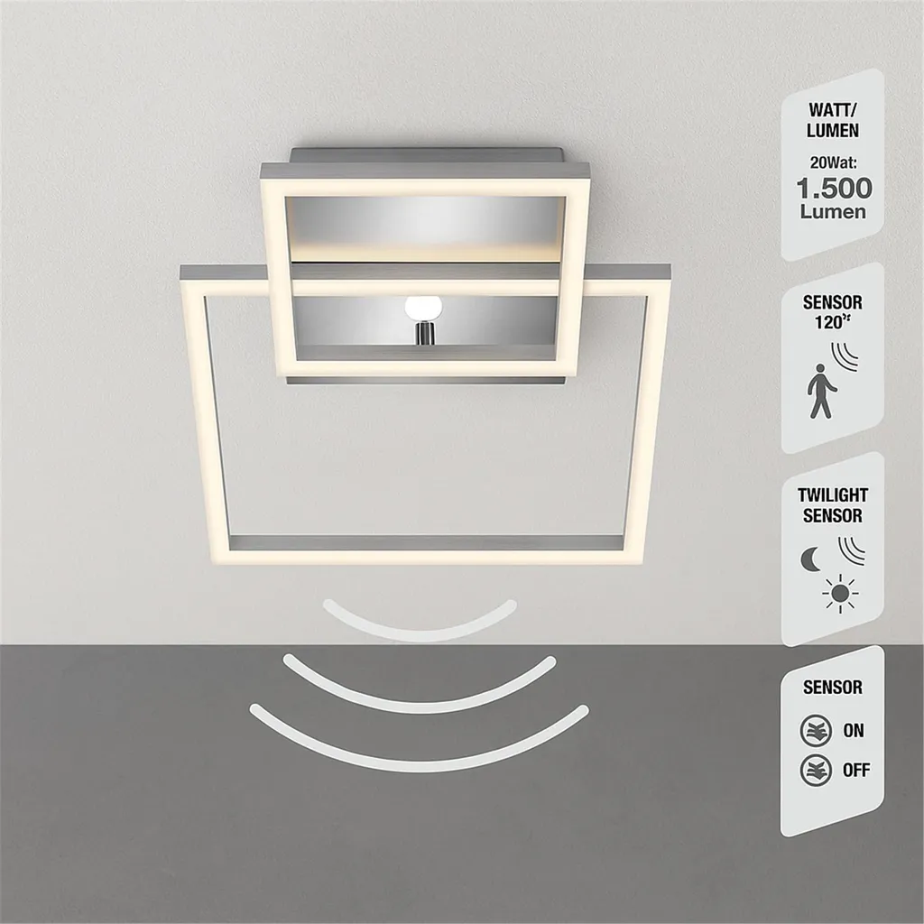 Plafonnier LED orientable à capteur crépusculaire et détection 6m