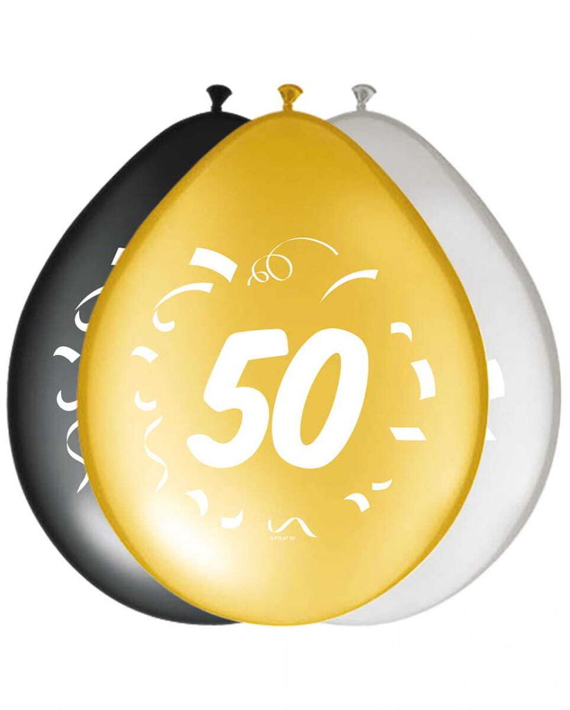8 St. Birthday Ballons mit Zahl 50 Produktbild 