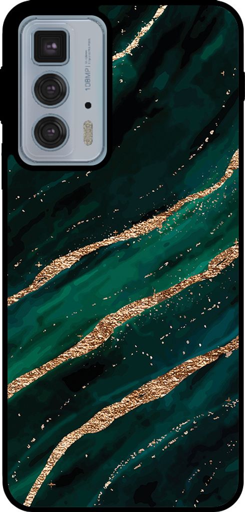 Smartphonica Phone Case Fit für Motorola Edge 20 Pro mit Marmor-Druck - TPU zurück Abdeckung Fall Marmor-Design - Green Gold