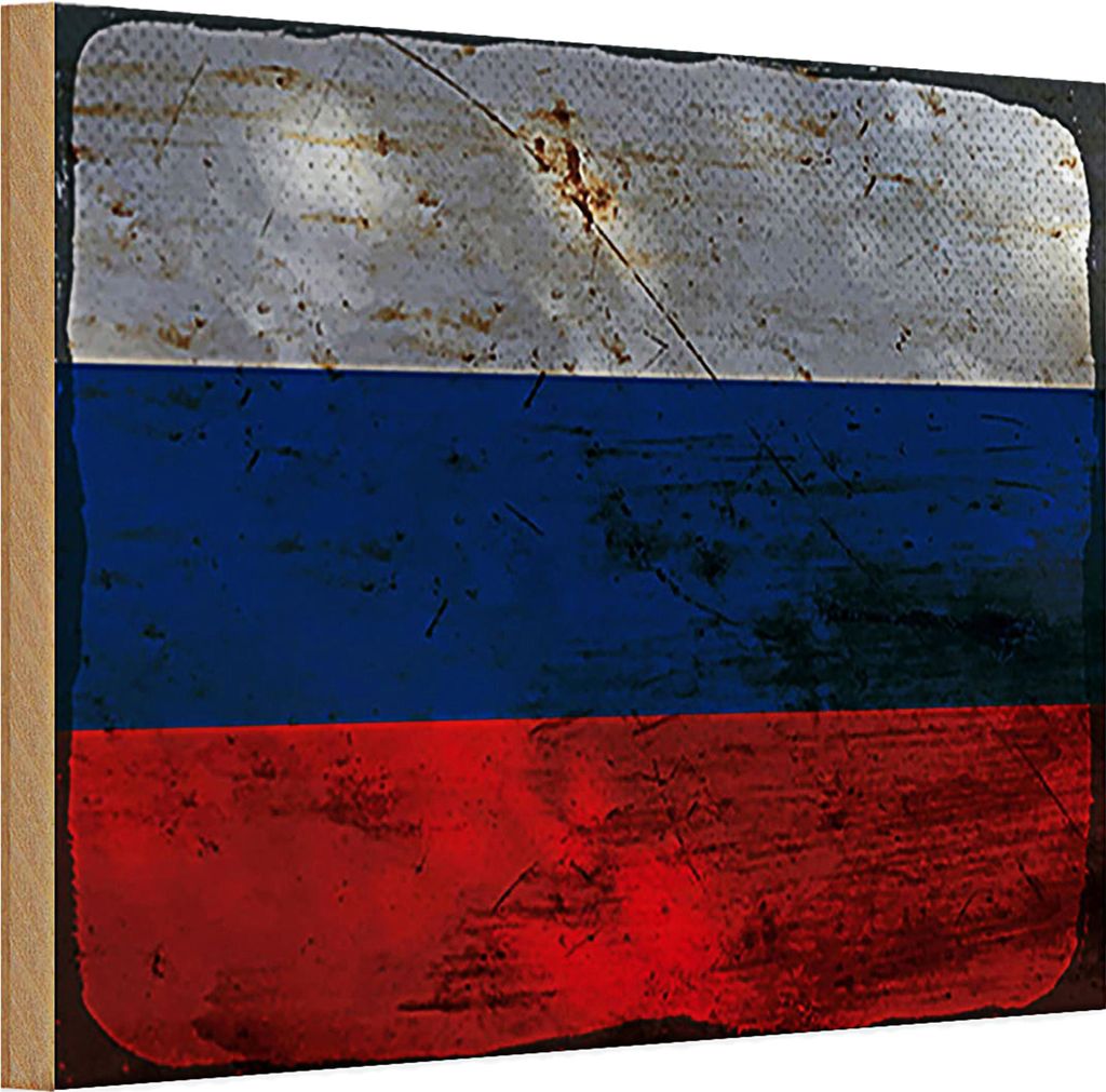 Holzschild Flagge Russland 30x20cm Flag of Russia Rost