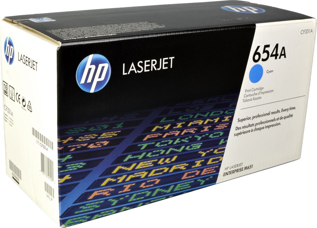 HP 654A - Cyaan - origineel - LaserJet - Toner cartridge Productafbeelding 