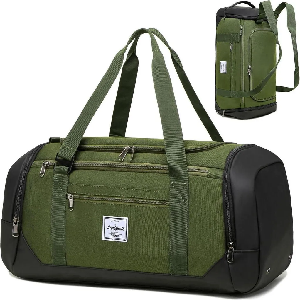 Sac de sport 40L étanche avec poche humide et rangement chaussures vert