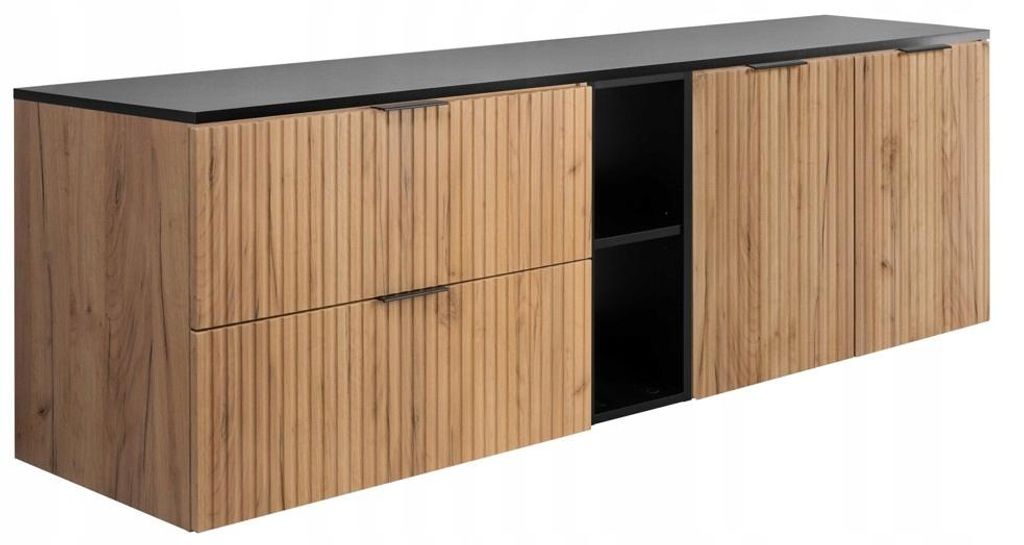Rodan Waschbeckenunterschrank 160cm - Braun-Schwarz - Produktbild 