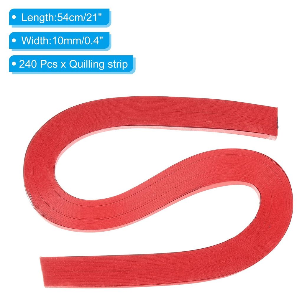 240 Stš¹ck Quilling-Streifen Papier 3/8" (10mm) 21" (54cm) Origami-Papier Quilling-Streifen fš¹r Kunst DIY Handwerk Weihnachten, Hellrot