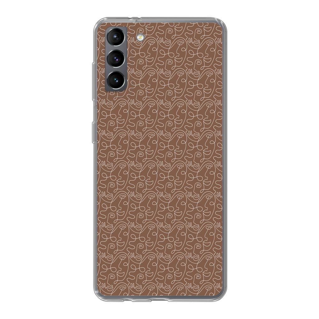 MuchoWow Handyhülle Schutzhülle Hülle für Samsung Galaxy S21 Plus Gesicht - Muster - Abstrakt Silikon Softcase Handy Hülle - Handy-Tasche