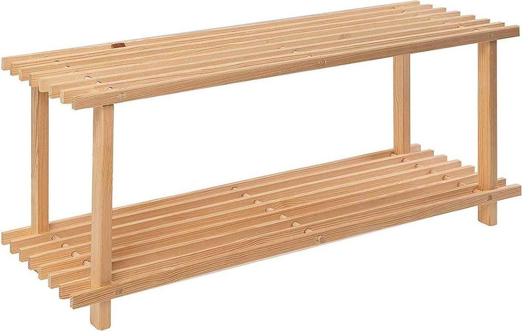 Klassisches Schuhregal - 2 Ebenen - Kiefernholz Produktbild 