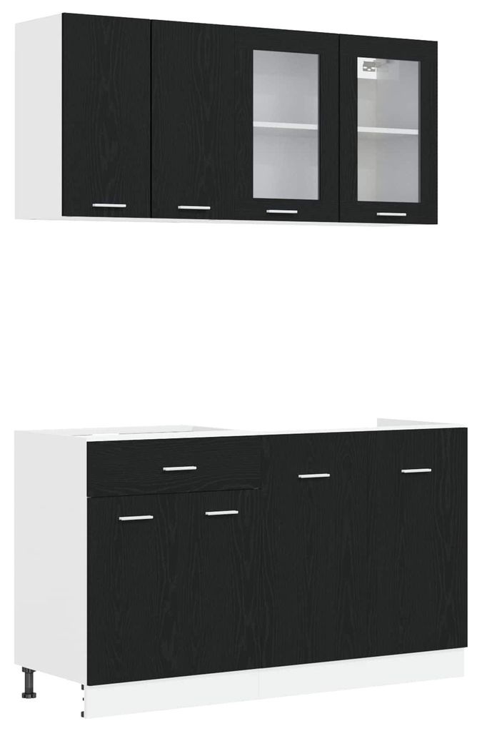 vidaXL Kücheneinheit LYON 4 pcs Schwarze Eiche Produktbild 