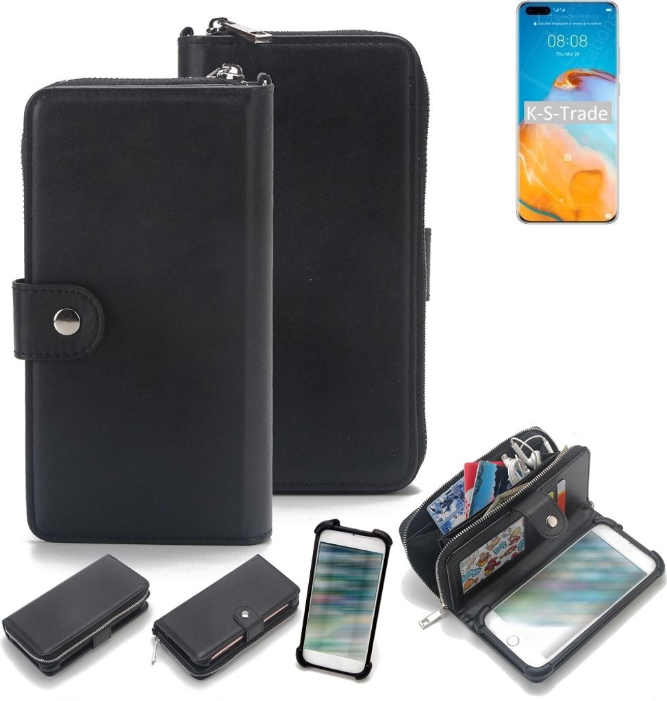 K-S-Trade 2in1 Handyhülle Schutzhülle kompatibel mit Huawei P40 Pro & Portemonnee Cover Handy Hülle Case Etui Geldbörse Wallet Bookstyle Hülle
