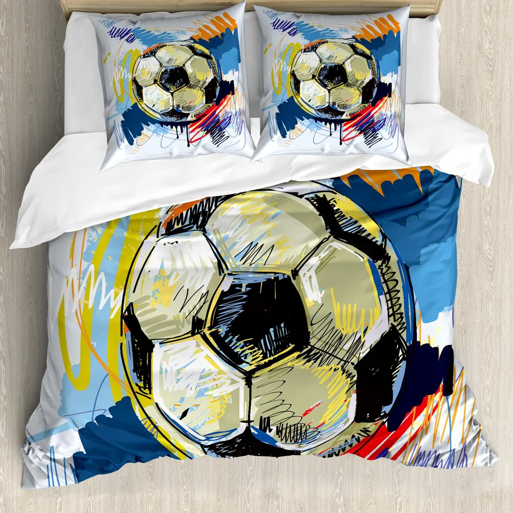 Housse de couette motif Football artistique effet de mouvement 155x220