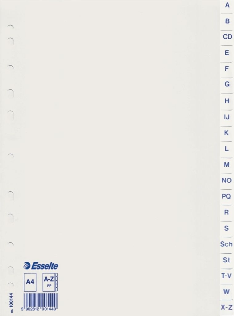 Esselte Kunststoff-Register A-Z A4 20-teilig PP weiß Produktbild 