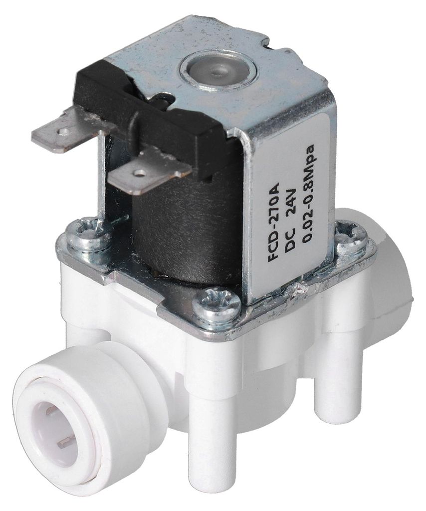 Elektrisches Magnetventil aus Kunststoff, 3/8-Zoll-Schnellanschluss, normalerweise geschlossen, Magnetventile DC24V