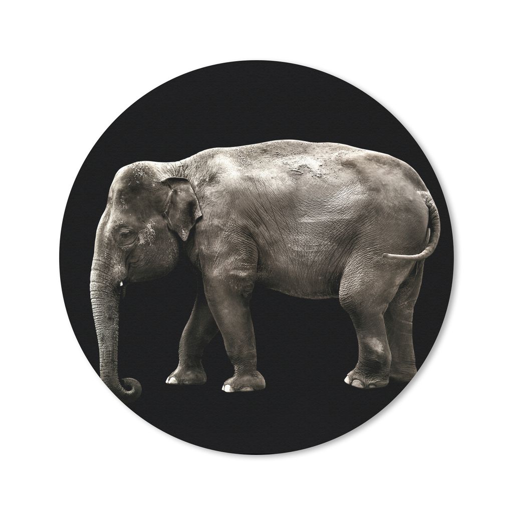 MuchoWow Mauspad Mousepad Elefant - Wilde Tiere - Schwarz 50x50 cm - Mousepads - Maus Mat - Pad - Mausunterlage