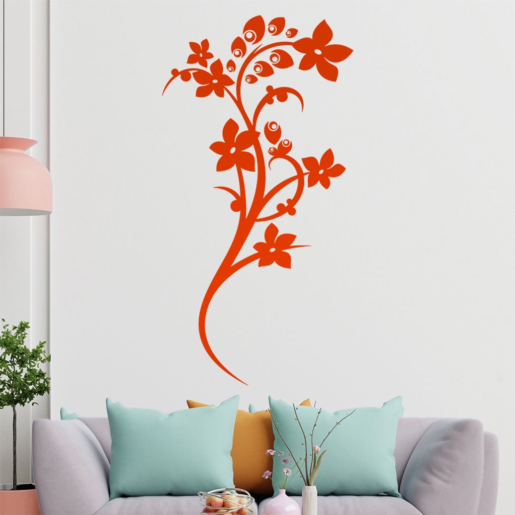 Schöne Blüten Ranke Wandtattoo in 6 Größen - Wandaufkleber Wall Sticker - Dekoration, Küche, Wohnzimmer, Schlafzimmer, Badezimmer