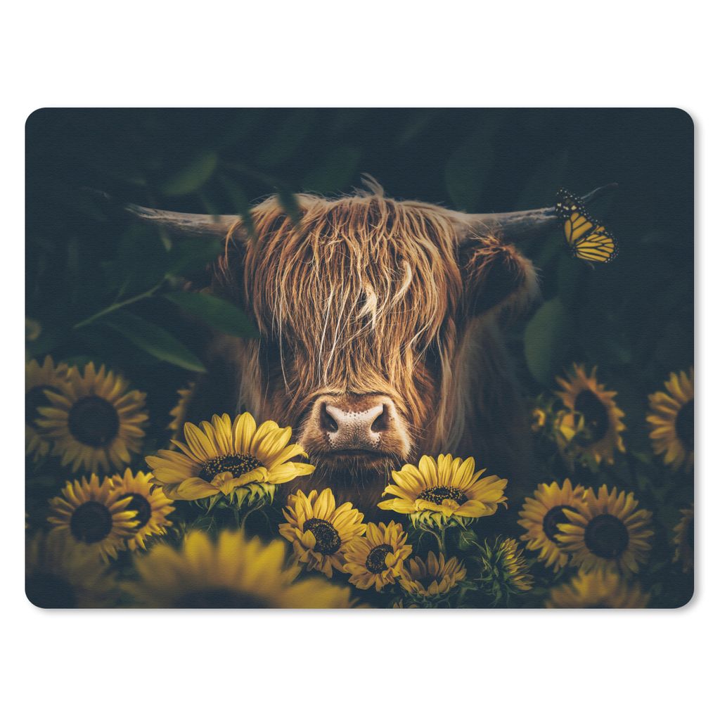 MuchoWow Mauspad Mousepad Schottische Highlander - Blumen - Kuh - Botanisch - Tiere 40x30 cm - Mousepads - Maus Mat - Pad - Mausunterlage - Anti ...