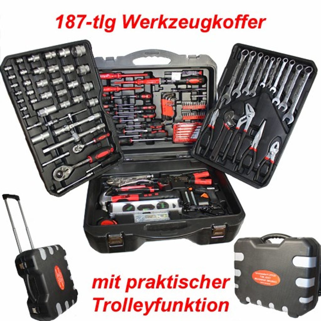 hanSe® Werkzeugkoffer XXL Werkzeugtrolley 1062 tlg Werkzeugkasten Werkzeug 