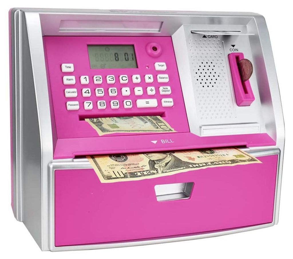 Intelligentes Sparschwein für Kinder mit Euro-Münzerkennung, LCD-Display und Zielregistrierung für Jungen und Mädchen (rosa)