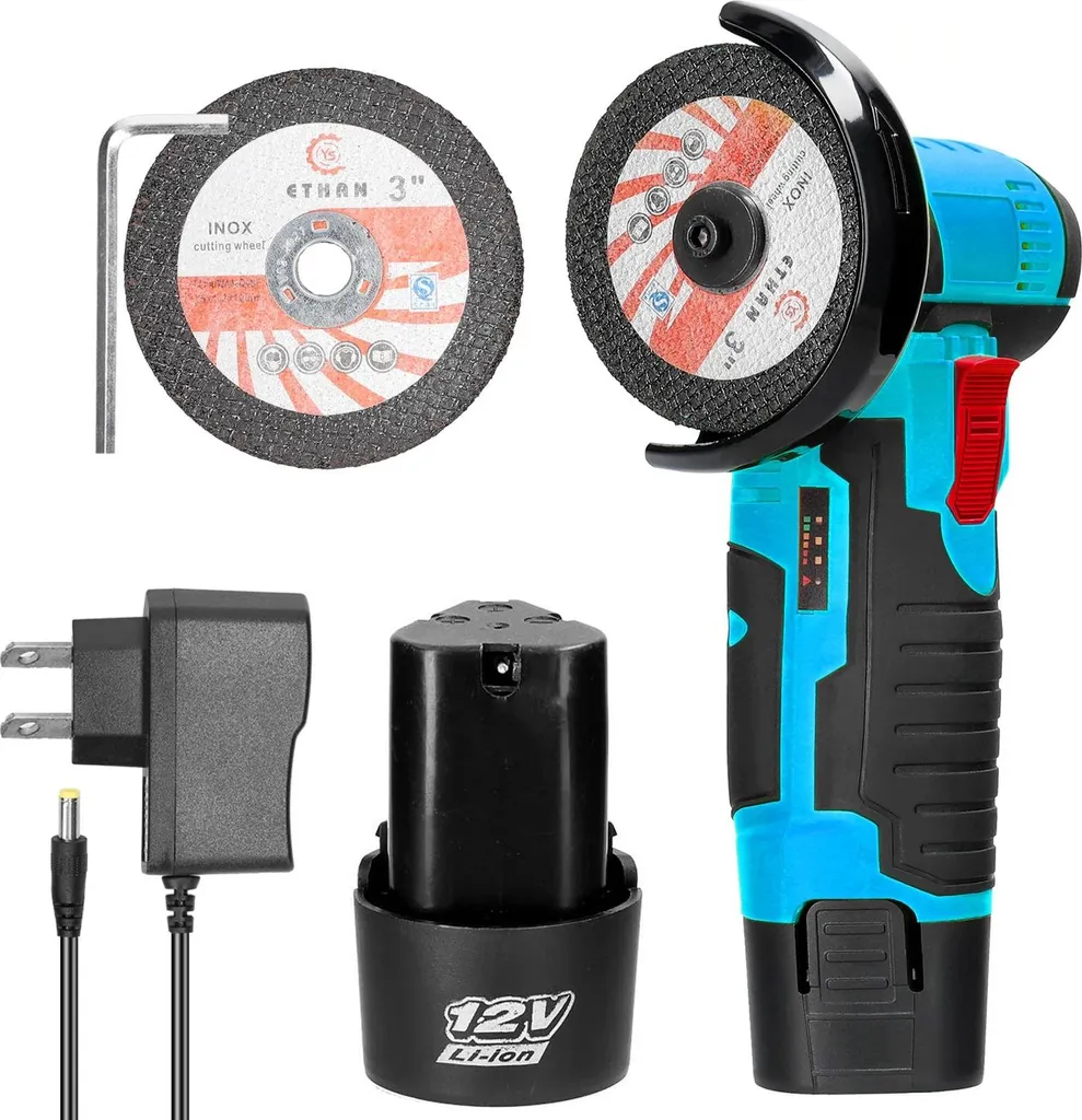 Meuleuse électroportative 12V disque 76mm sans fil pack de 2 batteries