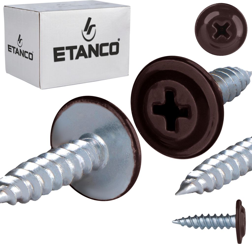 ETANCO GM-S selbstschneidende Blechschrauben Flachkopf RAL 8017 Schokoladenbraun 4,2 x 16 mm 250 Stk.
