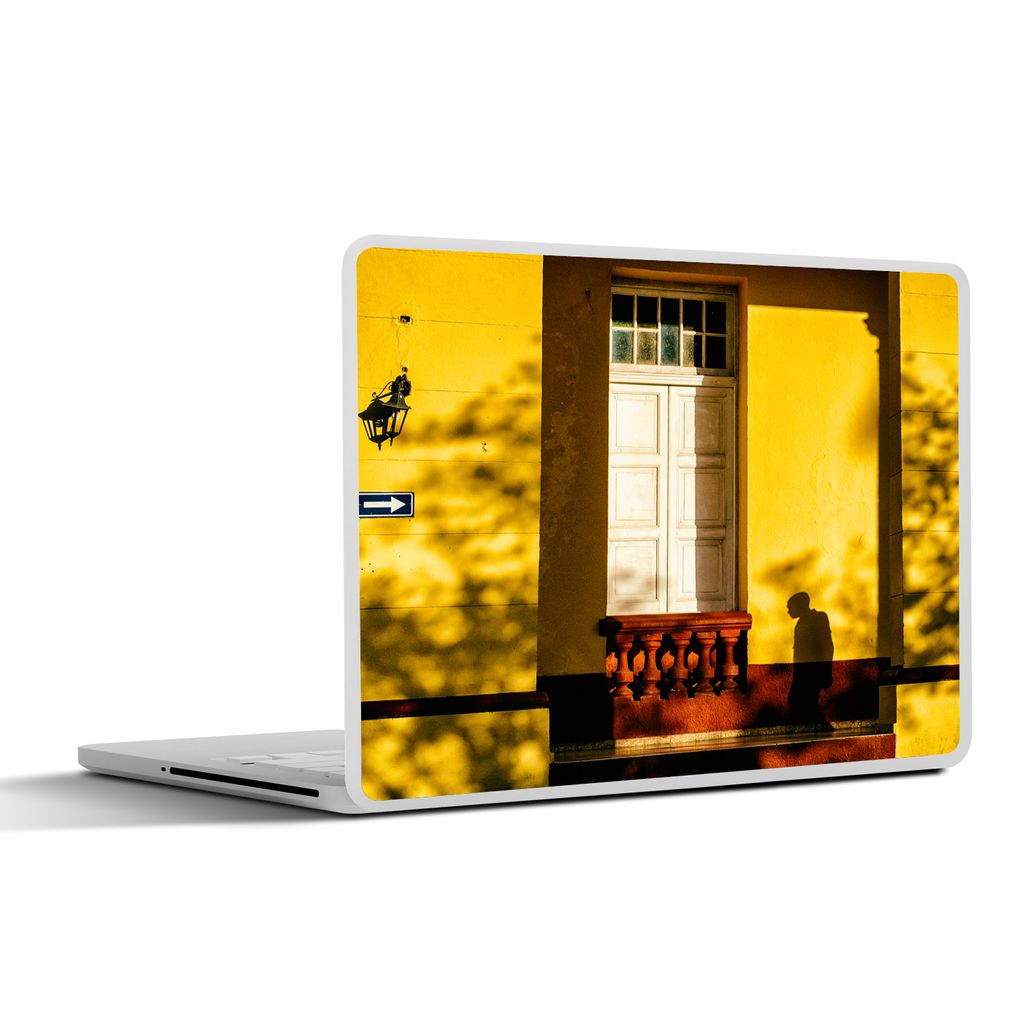 MuchoWow Laptop Aufkleber Sticker Cover Tür - Gelb - Architektur - Schatten 40x30 cm - Laptop Dekoration - Selbstklebend