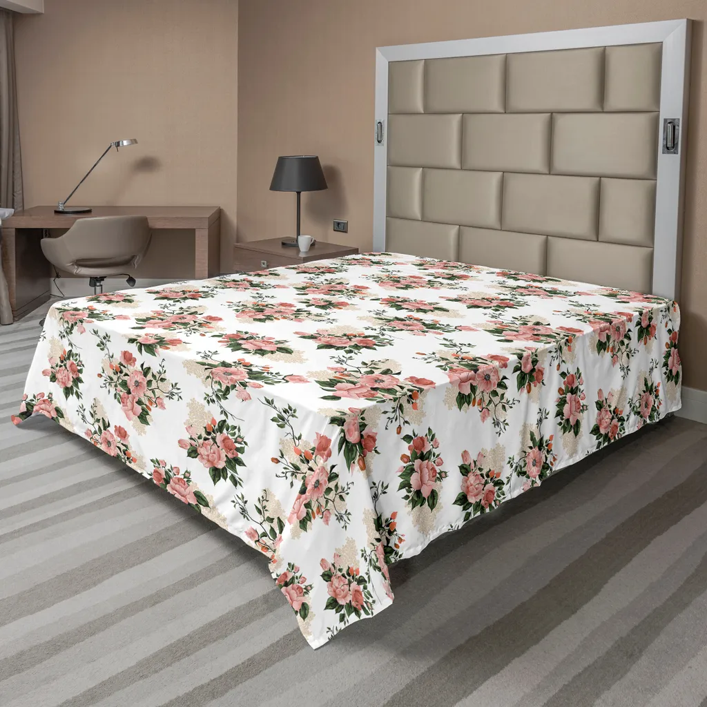 Drap doux et confortable à fleurs de pensée pour lit décoratif Rose