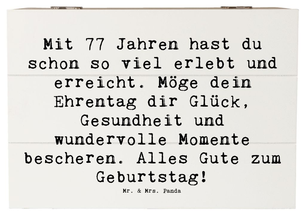 Mr. & Mrs. Panda Box Spruch 77. Geburtstag Glückwunsch 22 x 15 cm - Weiß - Geschenk, Feier, Aufbewahrungstruhe, schmuckkiste, schatztruhe, Truhe,...