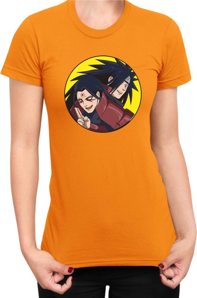 Damen T-Shirt Naruto Madara Vs Hashirama, Lady XS / Orange