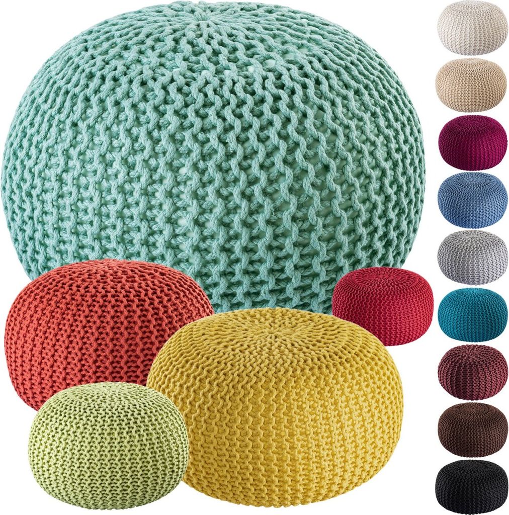 Soma Pouf PREMIUM ø45cm Sitzhocker Strickpouf Innen Terrasse Pool Garten nachhaltig mint - ocean wave