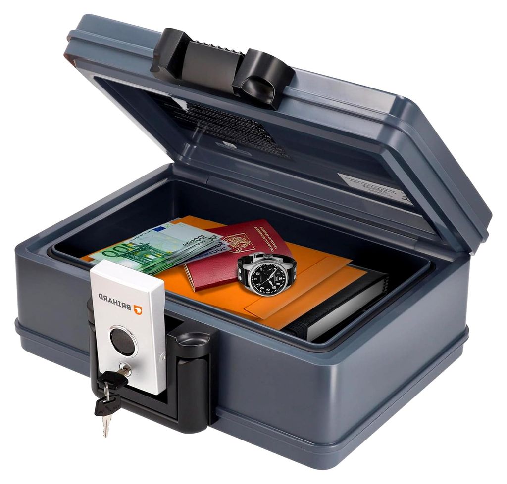 e Dokumentenkassette 2013, A5 - wasserdichte und feuerfeste Dokumentenbox mit Schlüssel, für Wertgegenstände und Dokumente, tragbarer Safe mit G...
