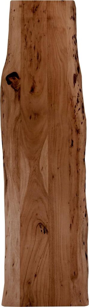Holzplatte 160x40 cm Tonia, Tischplatte aus Akazienholz massiv + nussbaumfarben, Baumkanten-Platte für Heimwerker, geeignet für Arbeitsplatten, T...