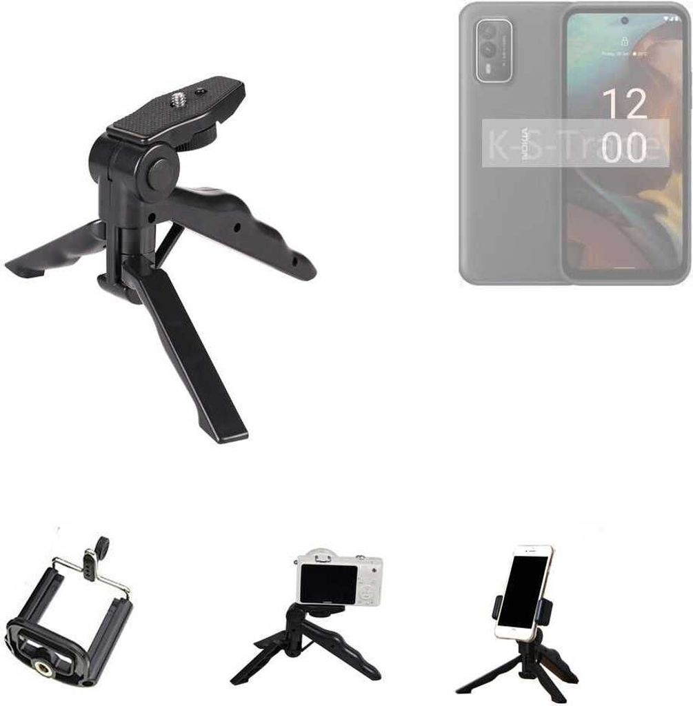 K-S-Trade Stativ Tisch-Ständer Dreibein Handy-Stativ Ständer kompatibel mit Nokia XR21 Mini-Stativ Smartphone Tripod Handy-Stativ aus Plastik