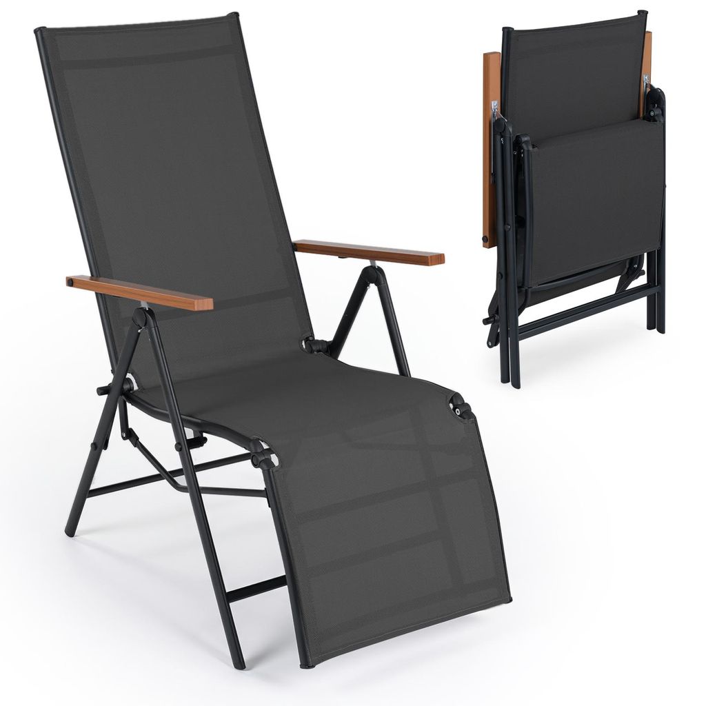 COSTWAY - 1 transat pliable, chaise longue avec dossier Image du produit 