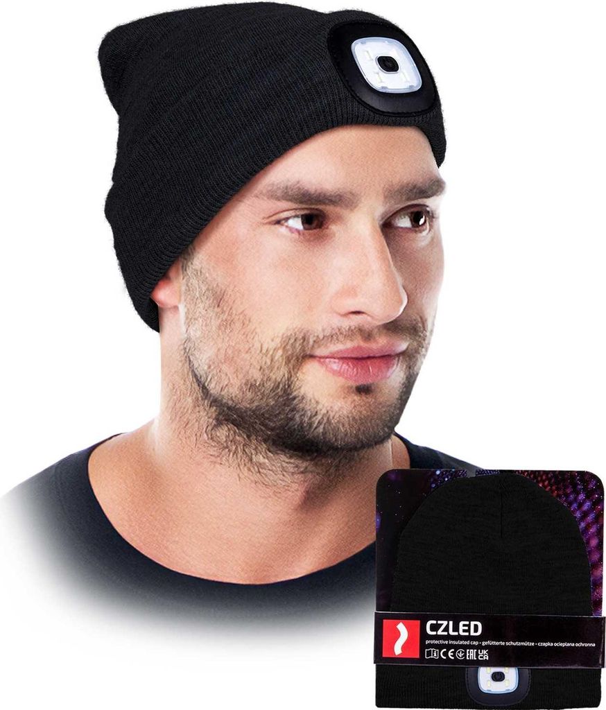 Wintermütze mit LED und austauschbarer Taschenlampe REIS CZLED_B
