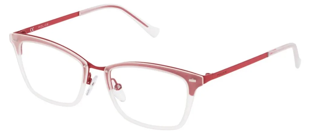 Police VPL284 Lunettes de Vue Femme en Métal Rouge Mat 51-17-135