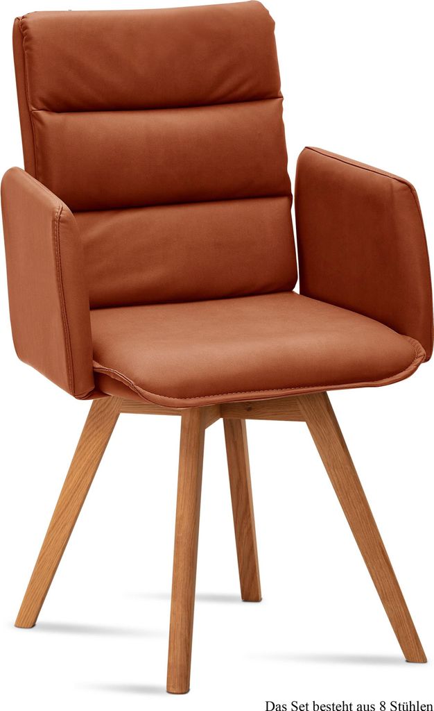 Armlehnstuhl (8er-Set) Dodie 52x92x60 Eiche geölt/Cognac