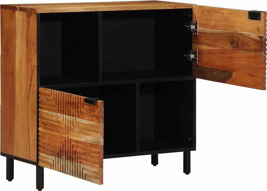 vidaXL Sideboard mit Regal Natur 80 x 33,5 x 75 cm Massivholz Akazie