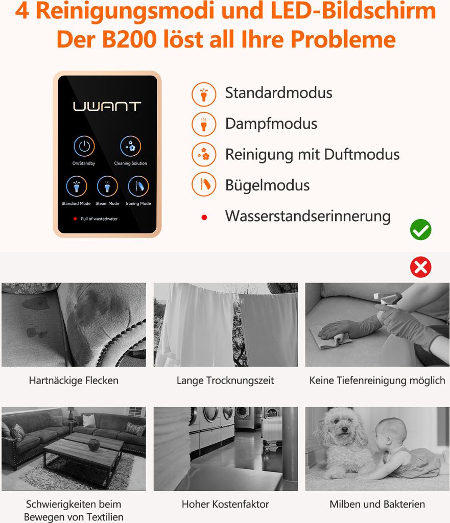 Uwant B300 Pro Polsterreiniger - 18000 Pa Saugkraft